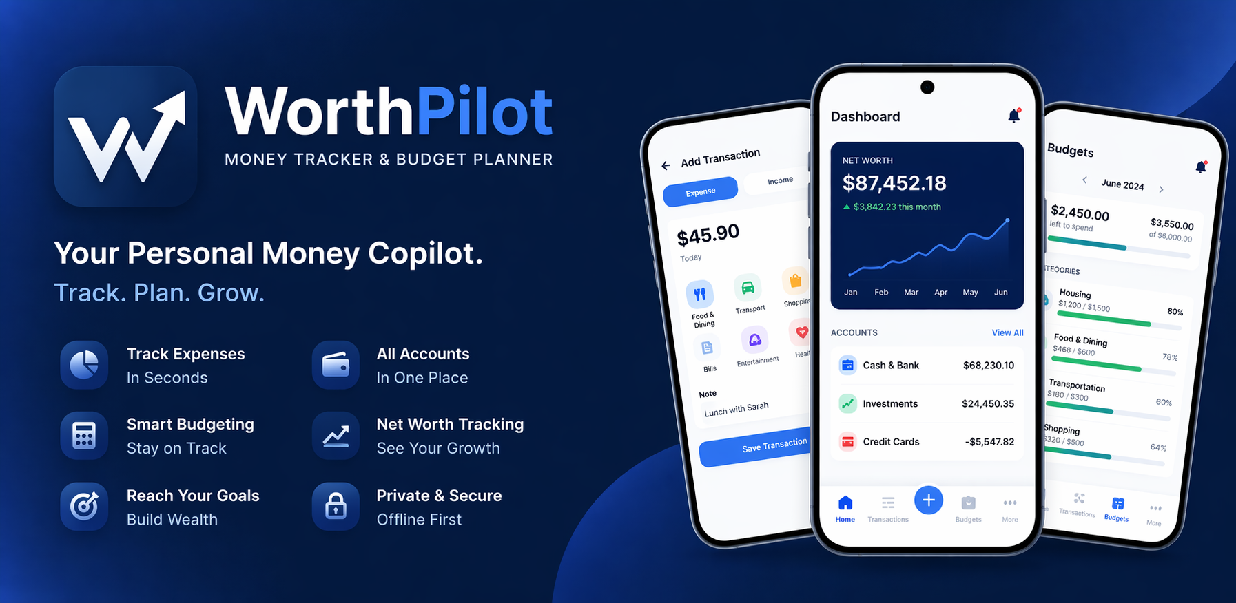 WorthPilot — Money Tracker & Budget Planner
